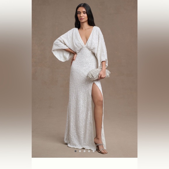 BHLDN Dresses & Skirts - BHLDN Eleanora V-Neck Open-Back Sequin Column Gown